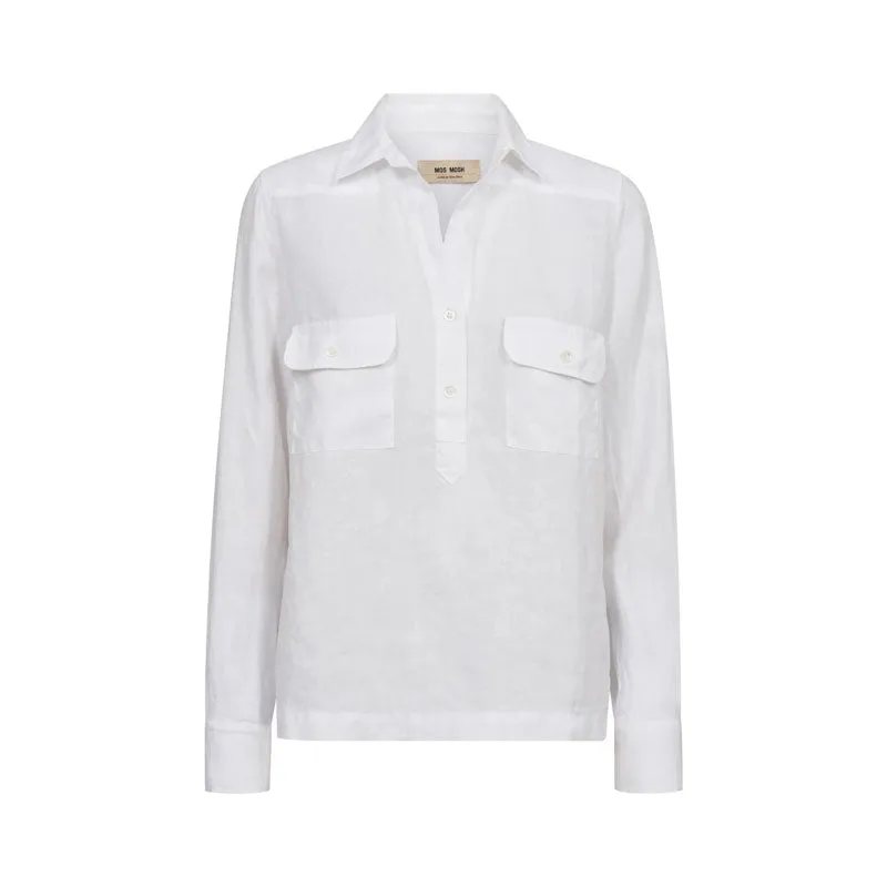 MOS MOSH MMEnna Linen Pocket Blouse in White