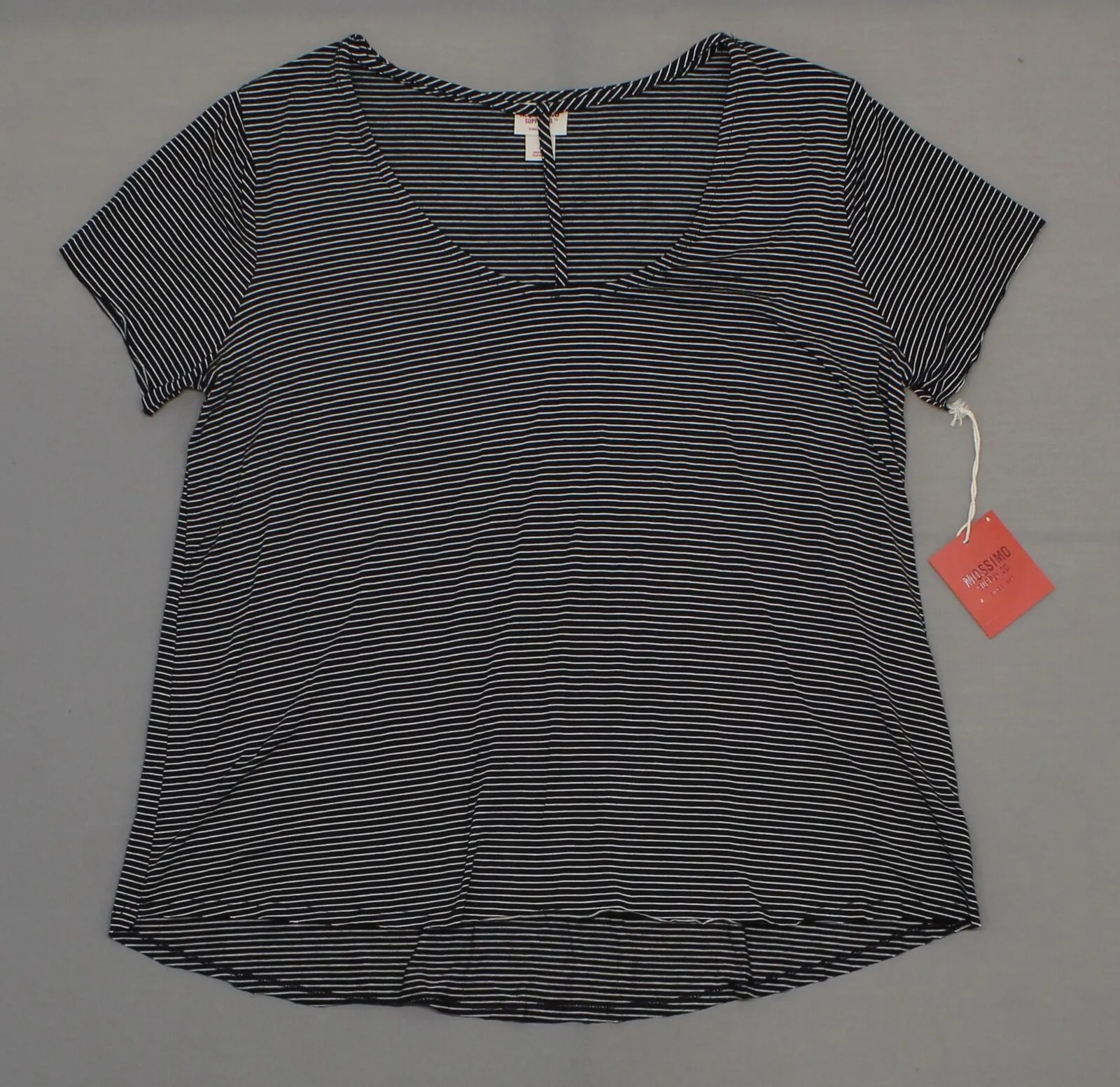 Mossimo Women's Striped Short Sleeve Drapey Flowy T-Shirt with Neck Detail
