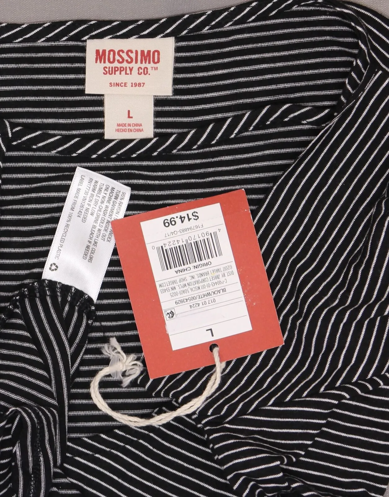 Mossimo Women's Striped Short Sleeve Drapey Flowy T-Shirt with Neck Detail