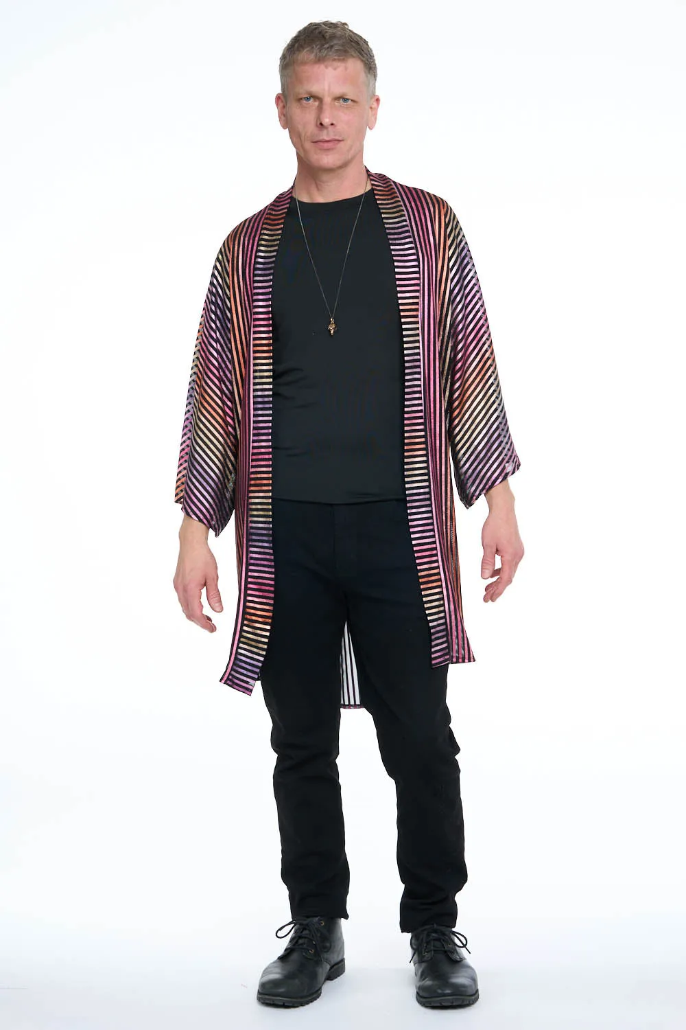 Multi Metallic Mesh Kimono