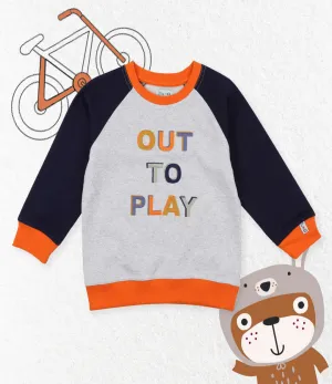 Multicoloured Out To Play Slogan Print Sweatshirt