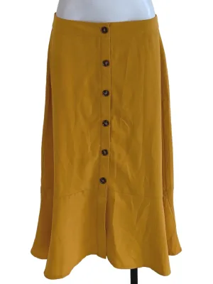 Mustard Plain Drop Waist Skirt
