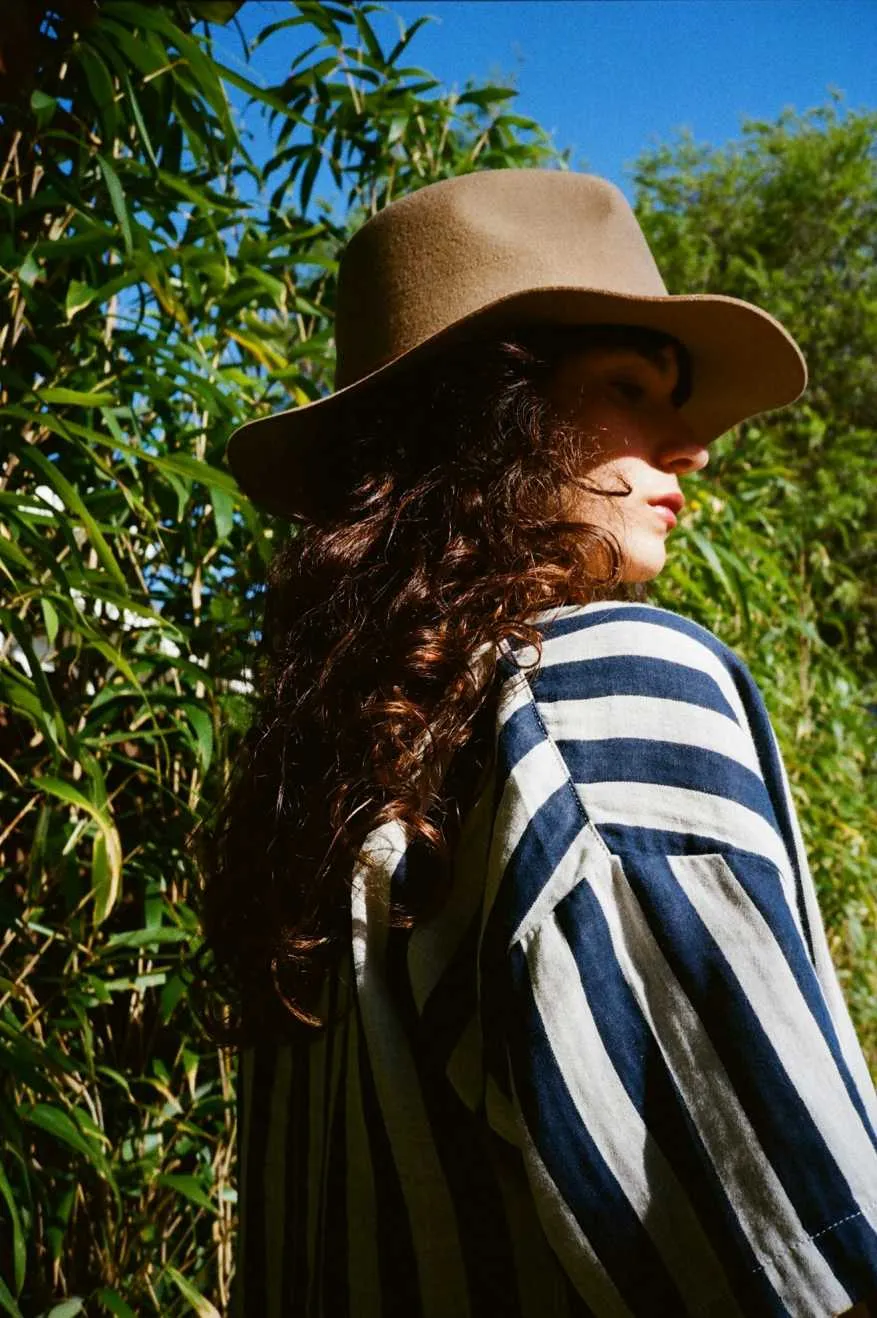 Mykonos Stripe Boyfriend S/S Woven Shirt - Deep Sea