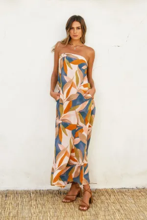 Naiya Strapless Tie Back Maxi Dress