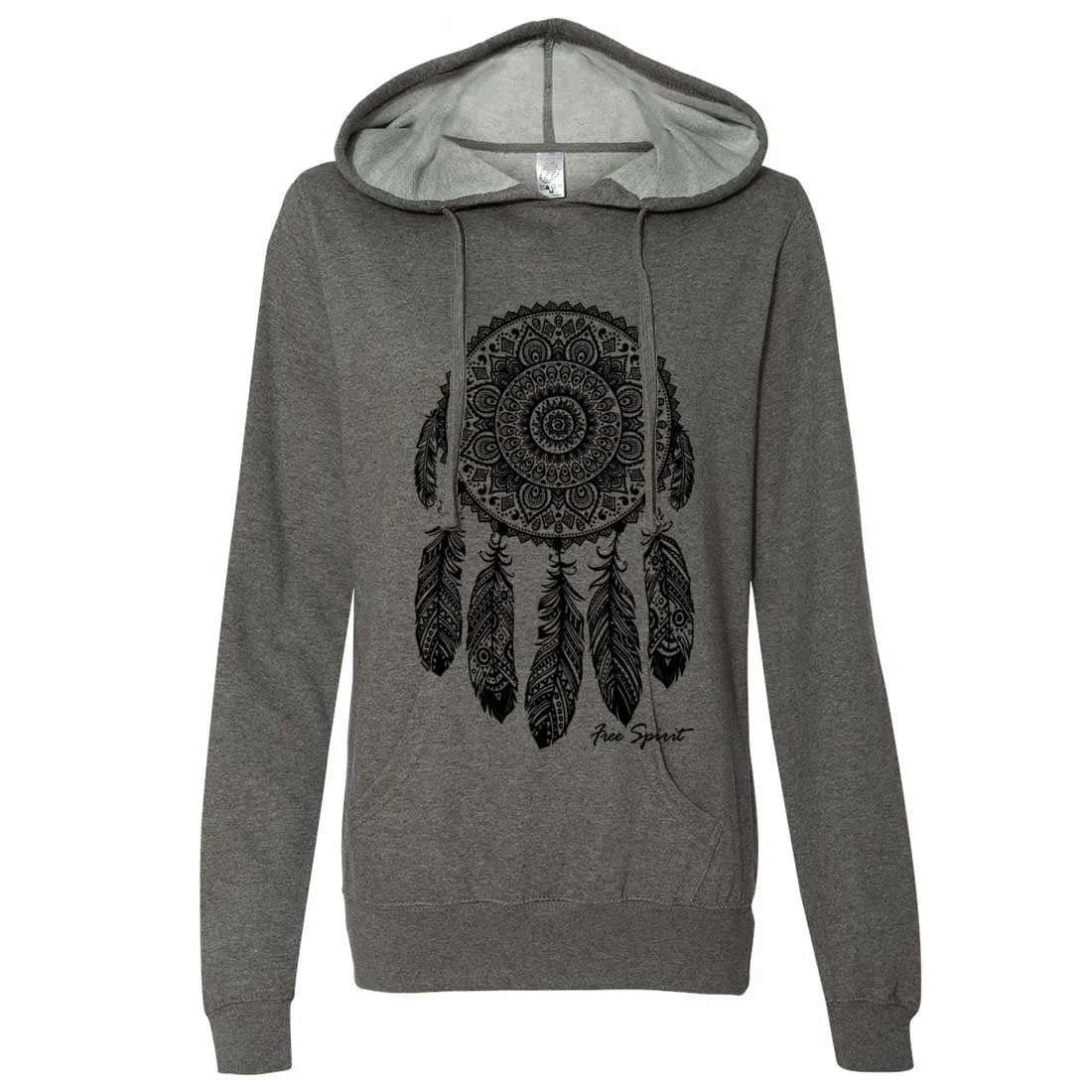 Native American Dreamcatcher Free Spirit Black Ladies Lt./Wt. Hoodie