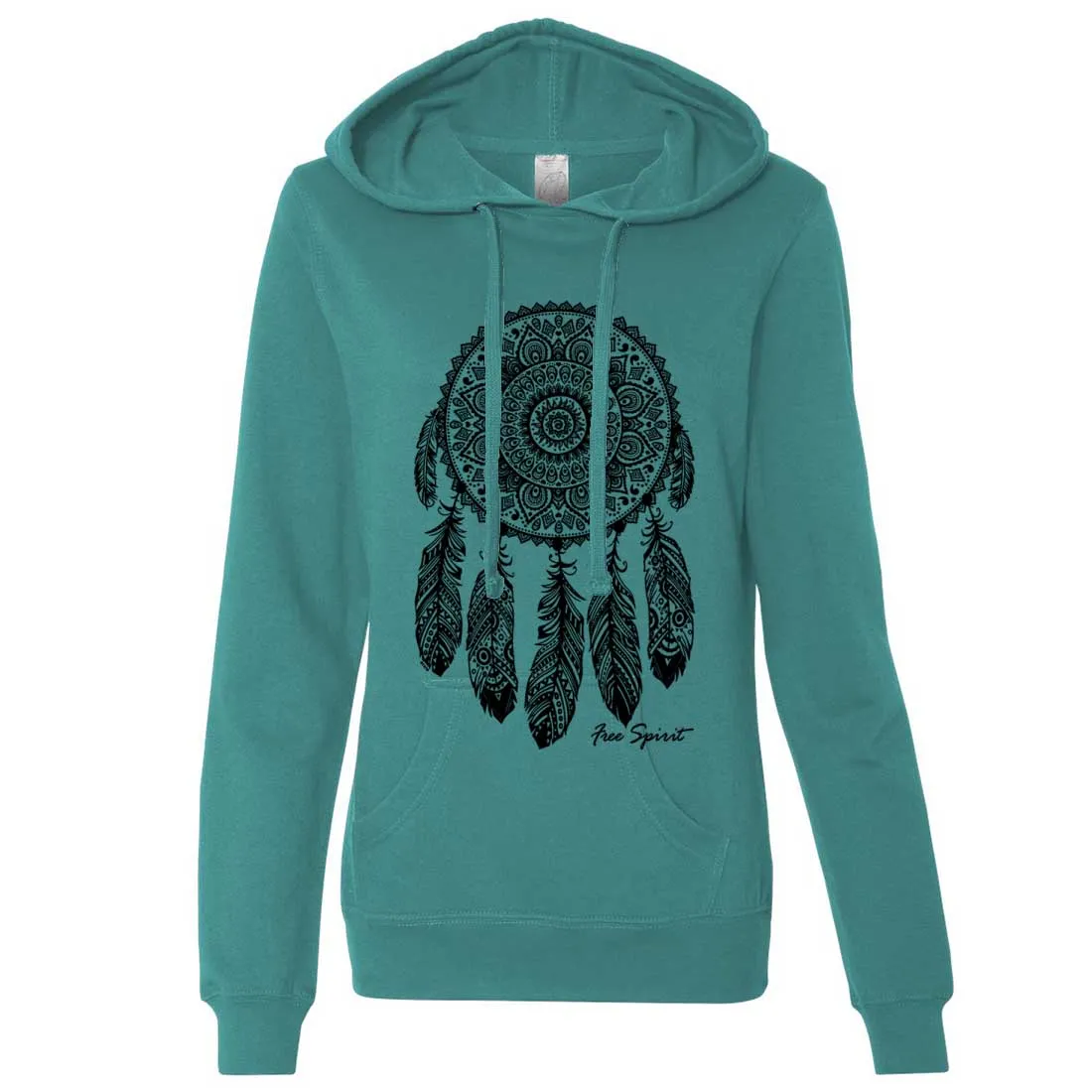 Native American Dreamcatcher Free Spirit Black Ladies Lt./Wt. Hoodie