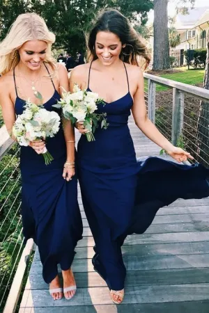 Navy Blue Long Wedding Guests Dresses for Bridesmaid
