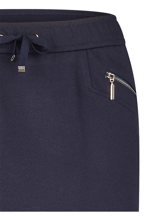 NAVY ZIPPED POCKET BASIC SKIRT