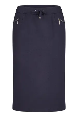 NAVY ZIPPED POCKET BASIC SKIRT