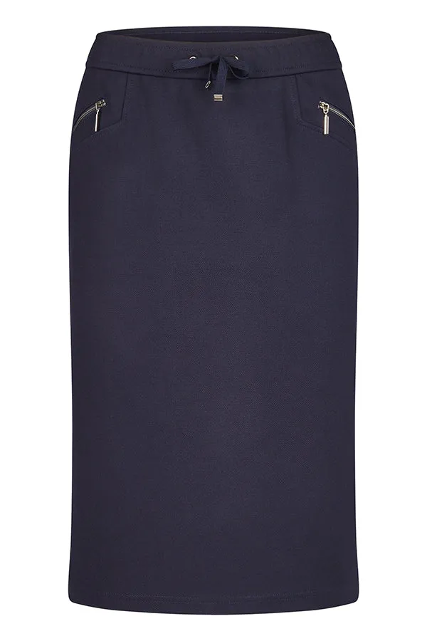 NAVY ZIPPED POCKET BASIC SKIRT