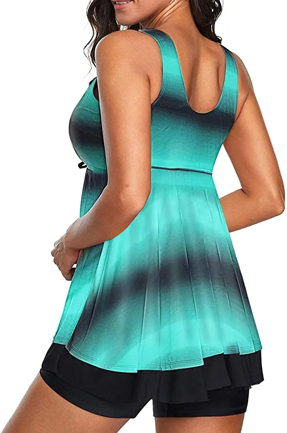 New Bsubseach Women's Colour Block Tankini Swimsuit with Boy Shorts, colour is Green & Black not Teal as shown, Sz M!