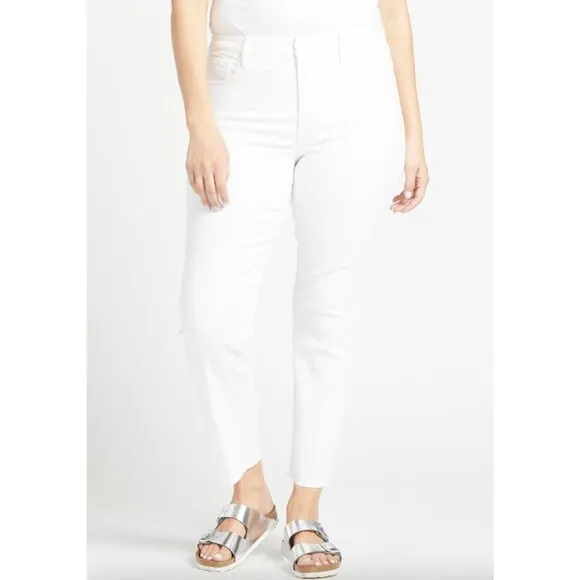 NEW Good American Good Straight Raw Hem Jeans in White037 Sz. 22
