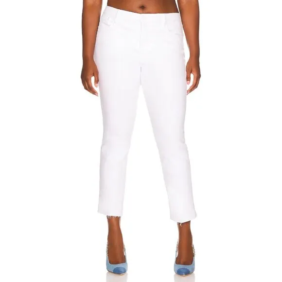 NEW Good American Good Straight Raw Hem Jeans in White037 Sz. 22