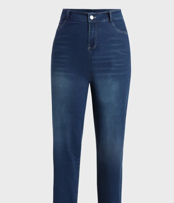 NEW Good Wear Club Retails $110 Women's Tummy Control Cuffed Slim Fit Jeans, Vintage Dark Wash, Sz 3X Petite