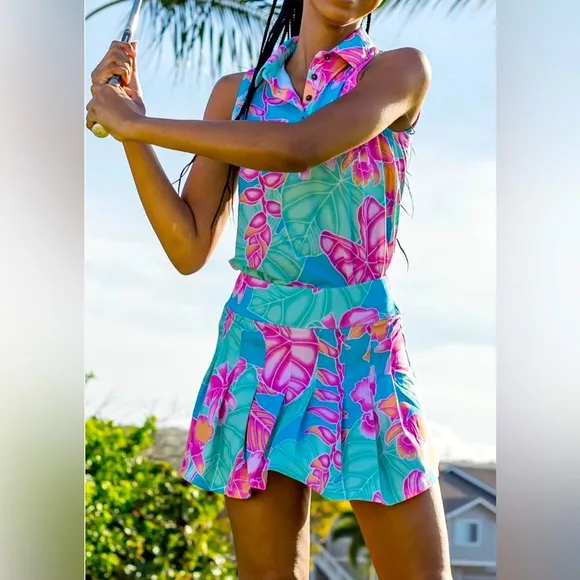 NEW! Kenny Flowers The Maui Country Club Skort Floral Pink Blue SZ S, M