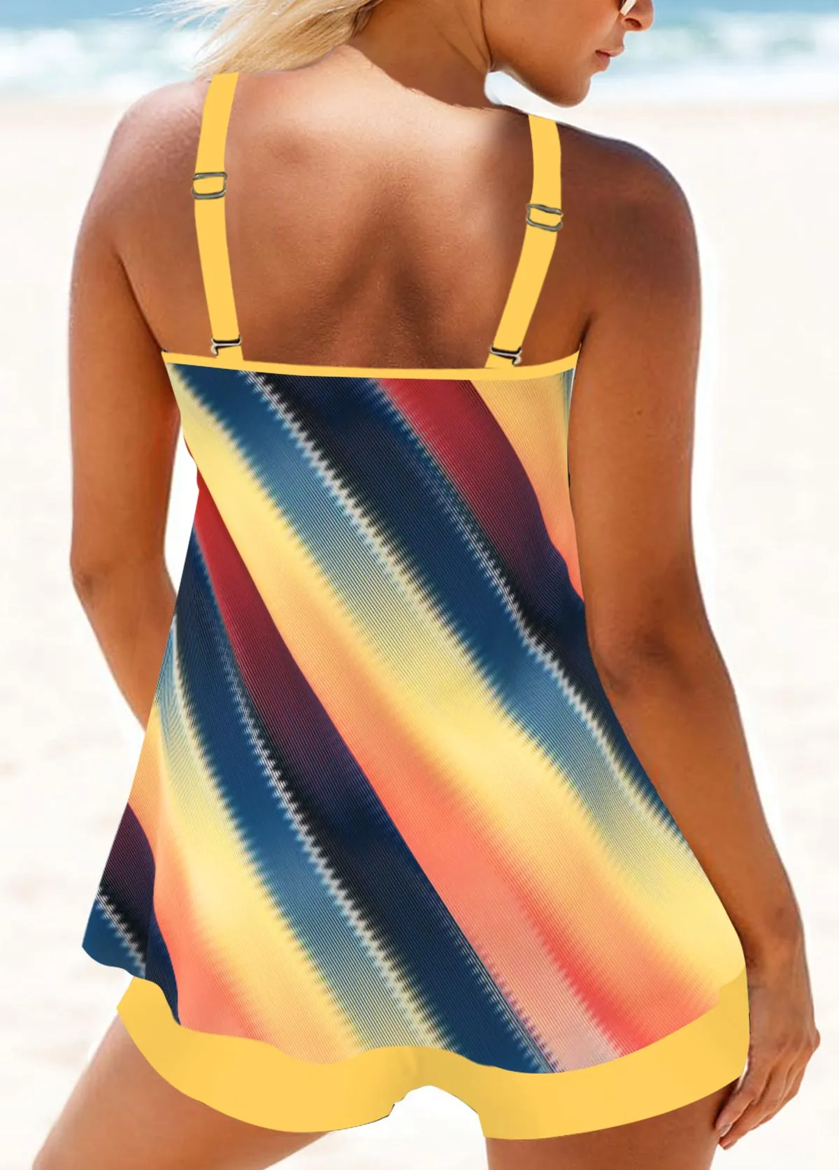 New MODLILY® Circular Ring Mid Waisted Dazzle Colorful Tankini Set Sz XL Retails $62 