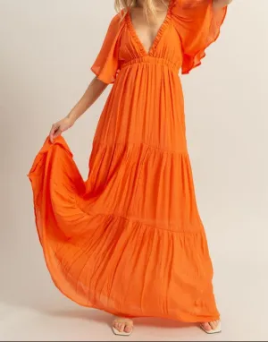 NEWPORT BEACH MAXI DRESS -BRIGHT ORANGE