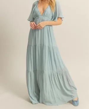 NEWPORT BEACH MAXI DRESS- DUSTY BLUE