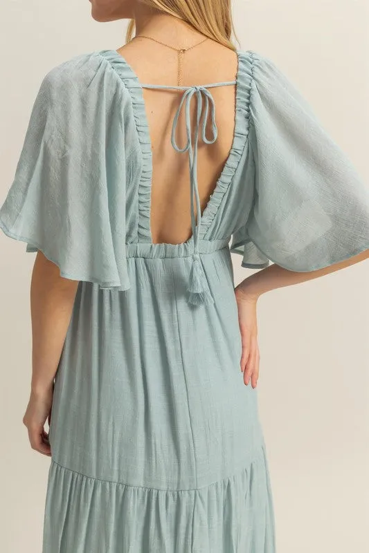 NEWPORT BEACH MAXI DRESS- DUSTY BLUE