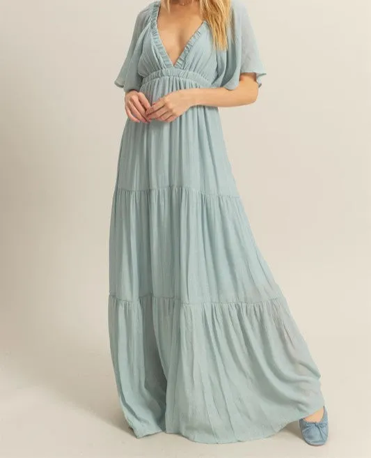 NEWPORT BEACH MAXI DRESS- DUSTY BLUE