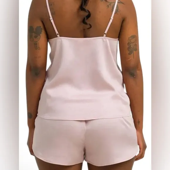 NIB-Ettitude-bundle Women’s Sateen Shortie with the matching Sateen Cami in Rose