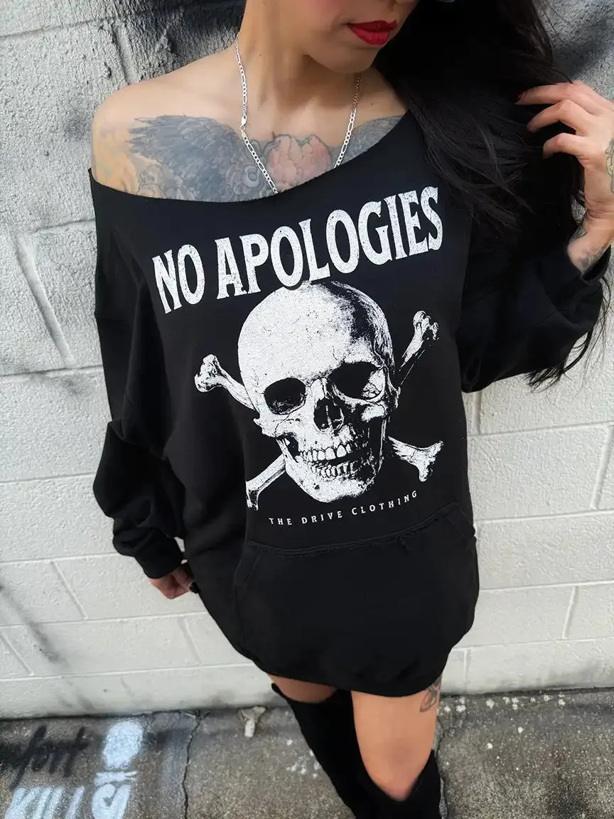 NO APOLOGIES WIDE NECK SWEATSHIRT