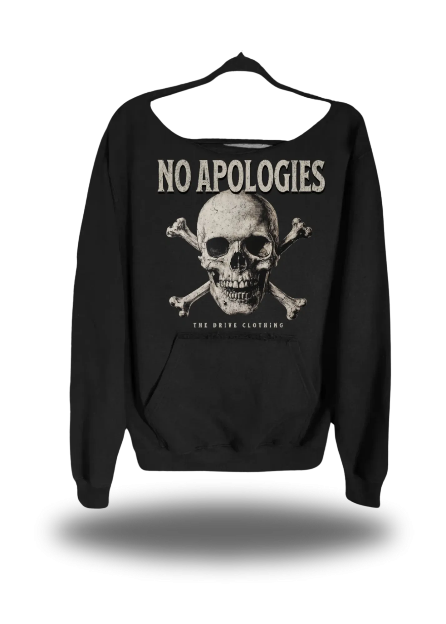 NO APOLOGIES WIDE NECK SWEATSHIRT