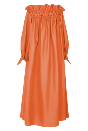 Nomi Off Shoulder Cotton Dress | Orange