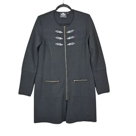 Norlender Norway Wool Blend‎ Black Long Cardigan Sweater Edel Full Zip Large