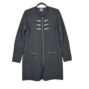 Norlender Norway Wool Blend‎ Black Long Cardigan Sweater Edel Full Zip Large