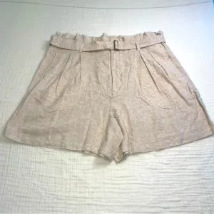 NWT Banana Republic Tan Cream Linen Blend Flowy Chino Shorts Belt Pockets 16