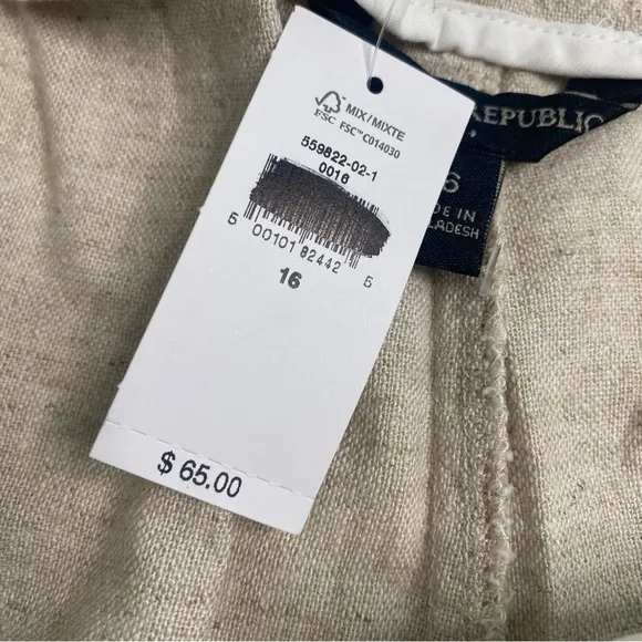 NWT Banana Republic Tan Cream Linen Blend Flowy Chino Shorts Belt Pockets 16