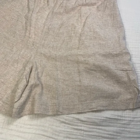 NWT Banana Republic Tan Cream Linen Blend Flowy Chino Shorts Belt Pockets 16