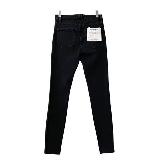 NWT Good American Good Legs Slit Waistband Stretch Skinny Jeans in Black210