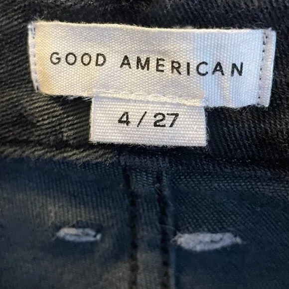 NWT Good American Good Legs Slit Waistband Stretch Skinny Jeans in Black210
