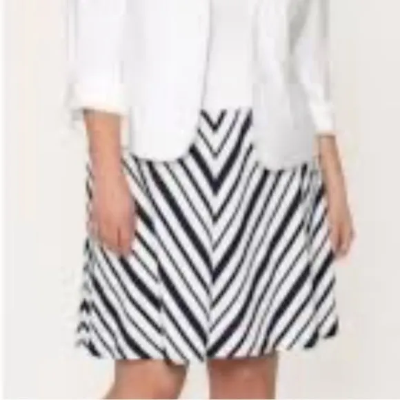 NWT. Lane Bryant Skirts | Navy Chevron Stripe Skirt