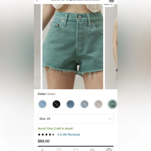NWT Levi's® 501 Original Cutoff Denim ShortUO Exclusive, in Green