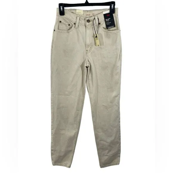 NWT Levi’s Premium 80’s Mom Jeans Beige Tan Size 25x30 High Rise Tapered Relaxed