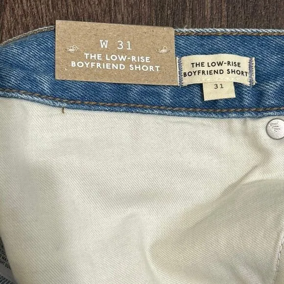 NWT Madewell Low-Rise Boyfriend Shorts in Glendora Wash Size 31