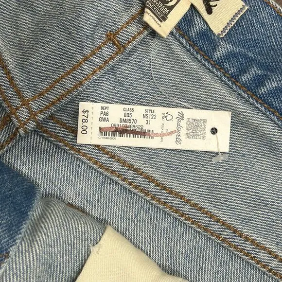 NWT Madewell Low-Rise Boyfriend Shorts in Glendora Wash Size 31