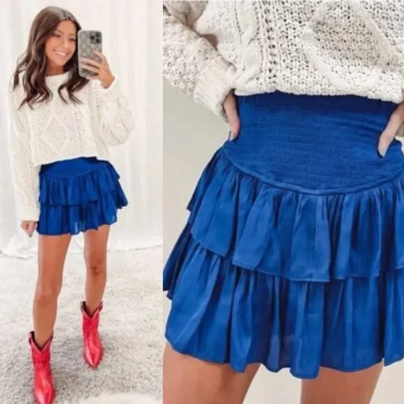 NWT Rays For Days Boem Vivid Blue Smocked Esme Skort Skirt