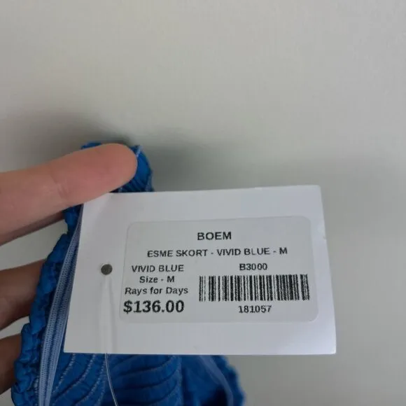 NWT Rays For Days Boem Vivid Blue Smocked Esme Skort Skirt