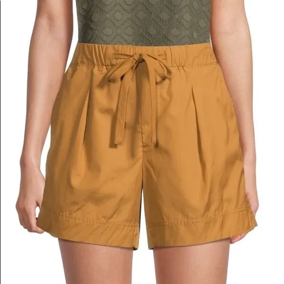 NWT Vince Box Pleat Drawstring Shorts in Gold Ochre Size Medium
