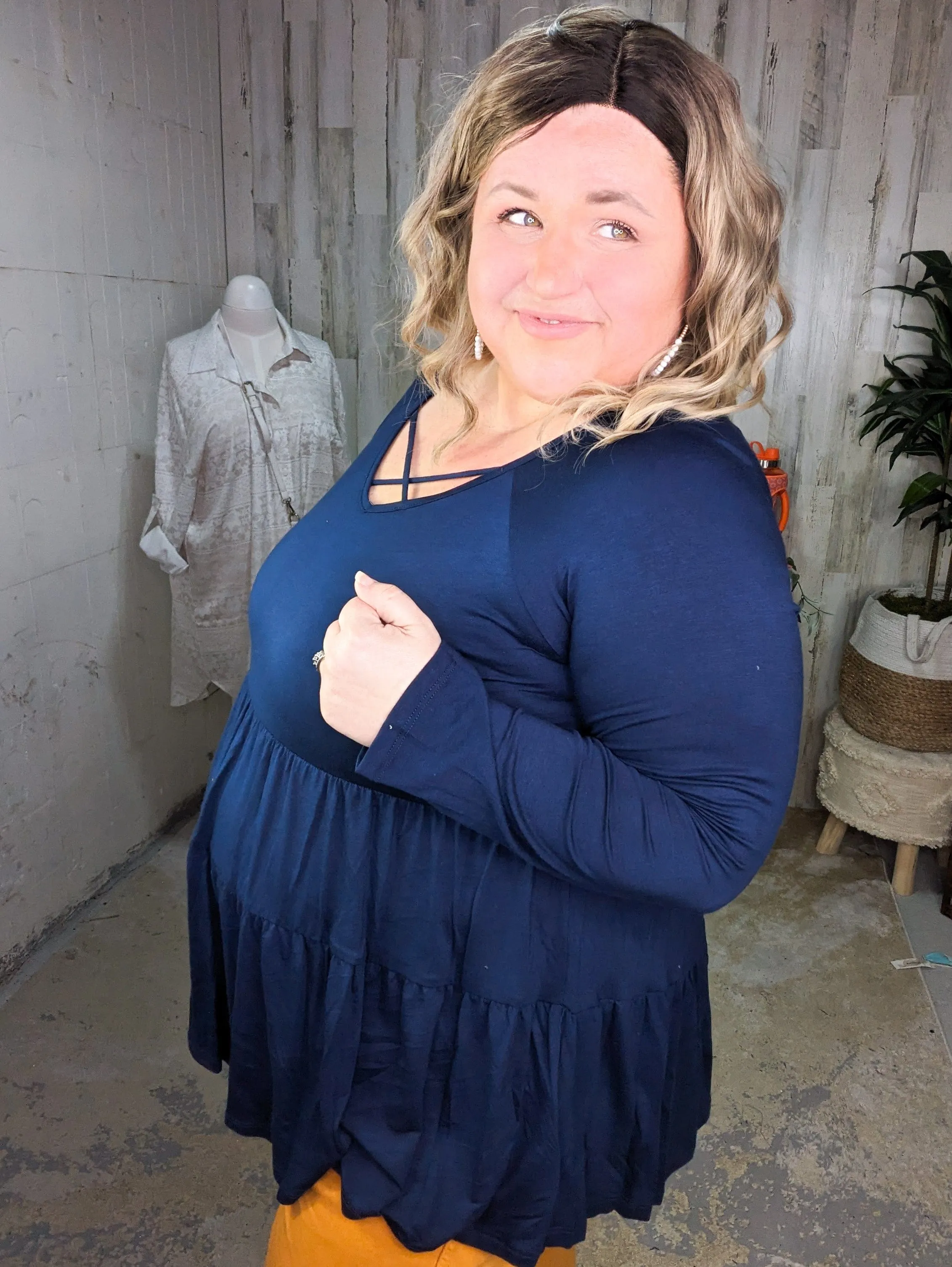 Oaklynn Solid Tiered Top w/Strappy Detail (5 colors)