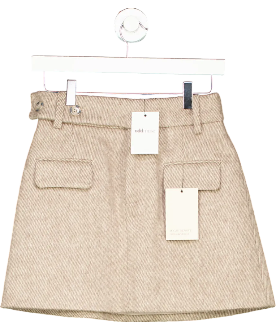 Odd Muse Beige The Ultimate Muse Striped Brushed-knit Mini Skirt UK XS
