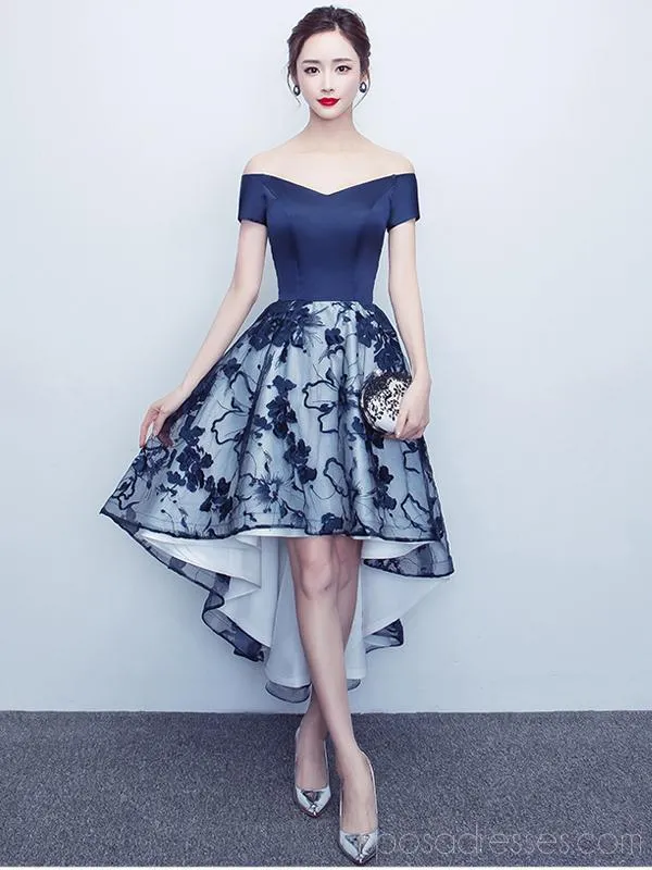 Off Shoulder Navy Lace Cheap Homecoming Dresses Online, Cheap Short Prom Dresses, CM788