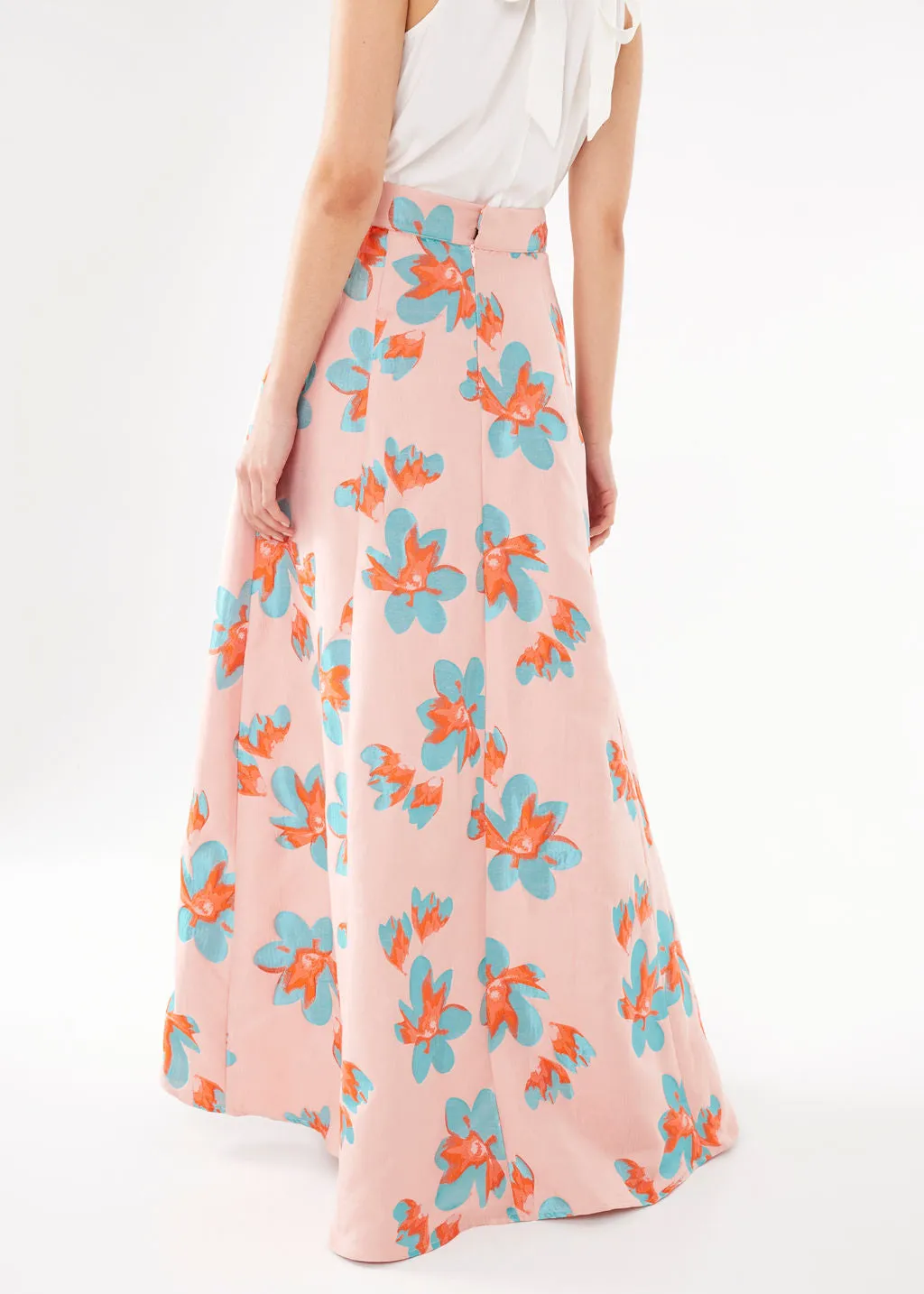 Olivia Skirt Pink Plumeria Jacquard