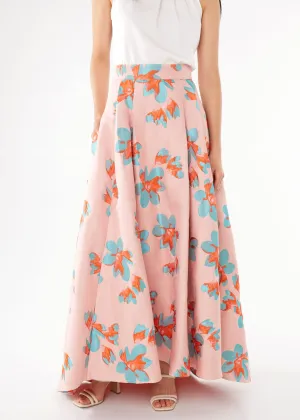 Olivia Skirt Pink Plumeria Jacquard