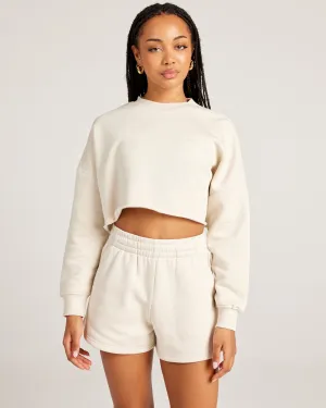 Omni Cropped Crewneck - Bone