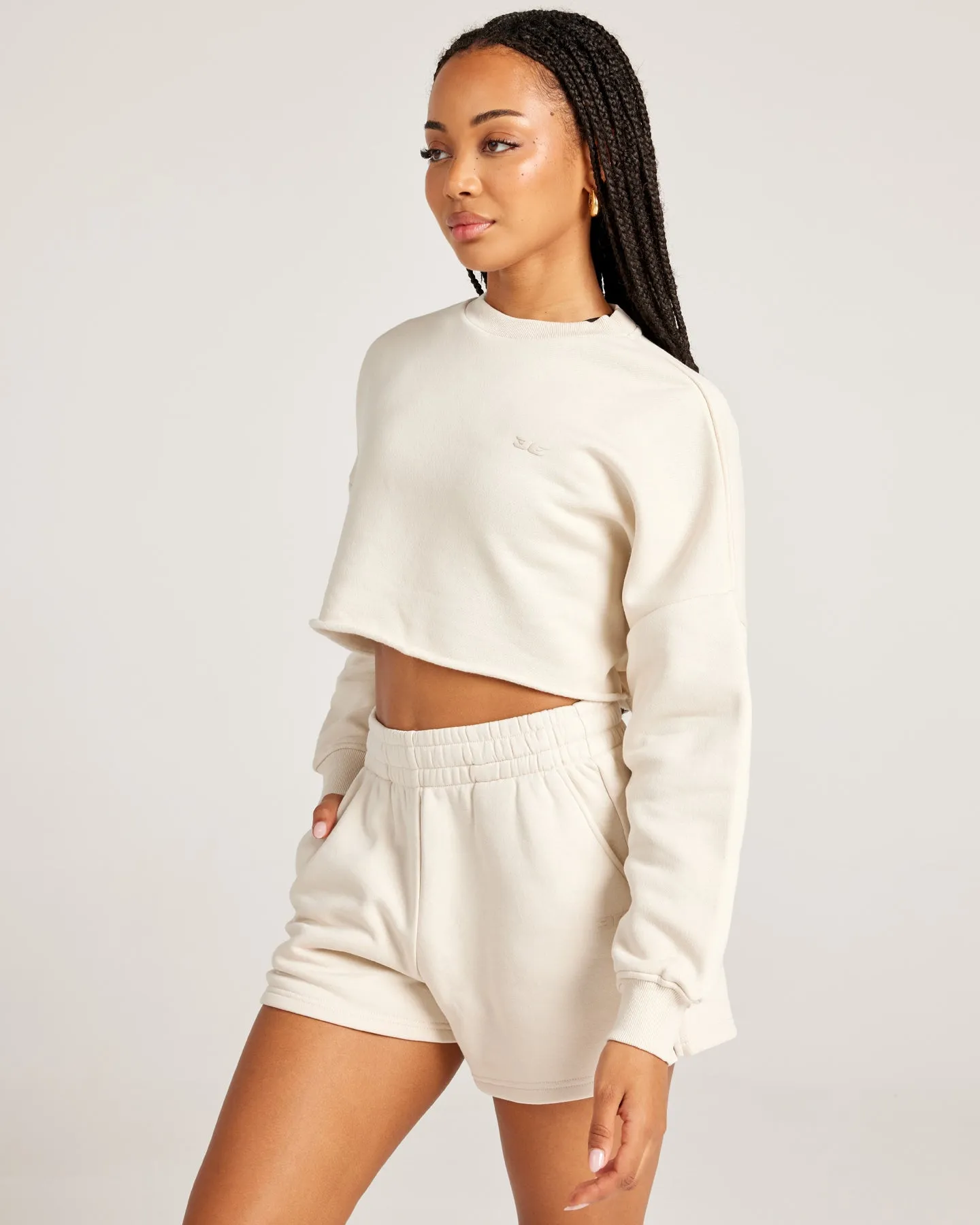Omni Cropped Crewneck - Bone